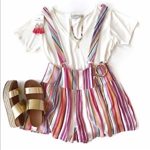 Rainbow overall romper, size Medium, from boutique